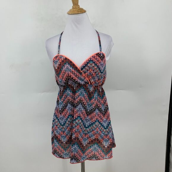 Self Esteem Chevron Knit Halter Top Womens L Large Empire Waist Surplice Flowy - Picture 2 of 11